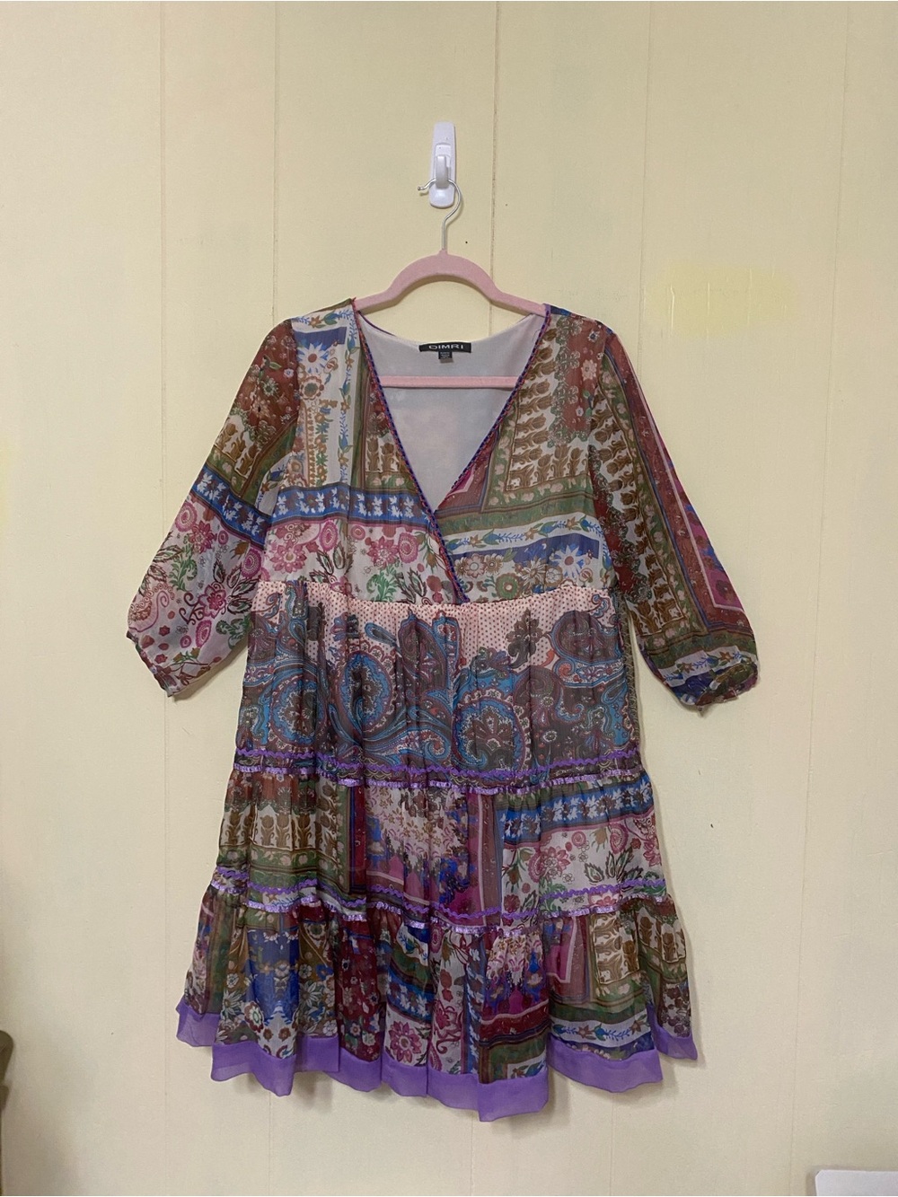 NWOT XL DMRi Boho Patchwork Paisley Floral Tiered Maxi Dress